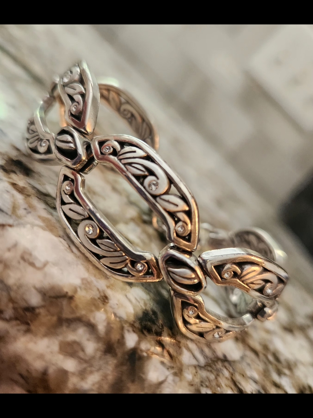 Brighton Leaf Motif Link Bracelet with Pave Accents